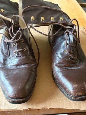 Bally Brown Leather Lace-Up Women's Boots with Gold Eyelets